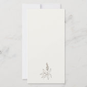 Botanische bloemenschets Monogram Huwelijksmenu ka Bedankkaart (Achterkant)