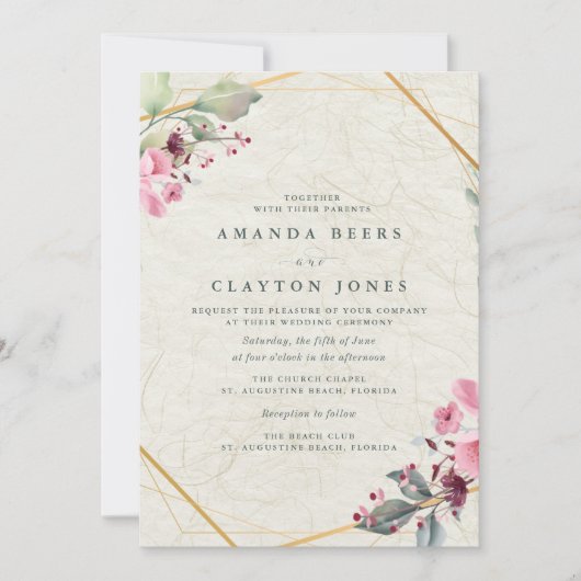 Botanische bloementuin bruiloft kaart (Voorkant)