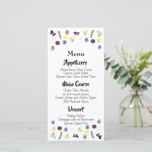 Botanische Bloementuin White Wedding Menu (Staand voorkant)