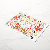 Botanische bloemige Kerst Foto op maat goud Folie Feestdagenkaart (Gedraaid)