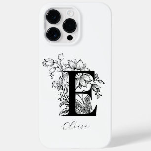 Botanische bloemige monogramletter E naam   Case-Mate iPhone 14 Pro Max Hoesje