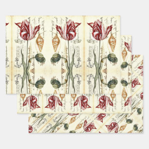 Botanische Bloemveer Moederdag Tulp Inpakpapier Vel