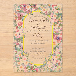 Botanische Bloom Acryl Huwelijksuitnodiging Acryl Uitnodigingen