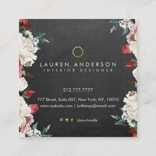 Botanische Blooms Visitekaartje voor interieurontw (Achterkant)