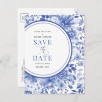 Botanische Blue Chinoiserie Wedding Save the Date