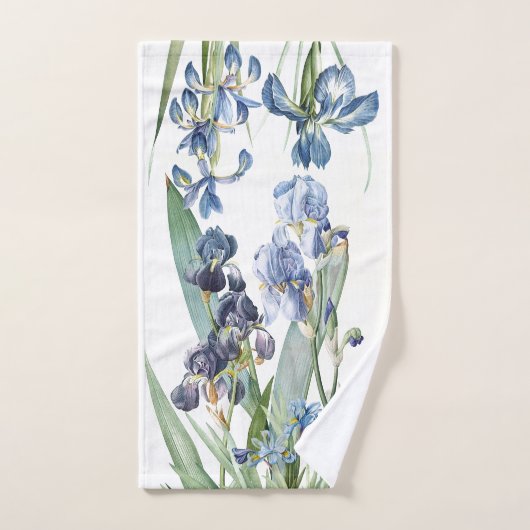 Botanische Blue Iris Flowers Redoute Bath Towel Se Bad Handdoek (Handdoek)