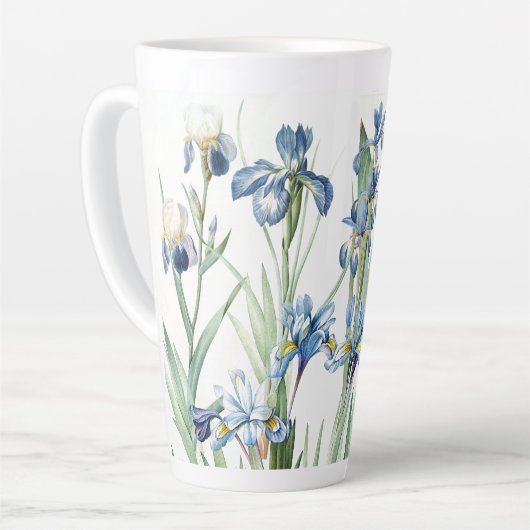 Botanische Blue Iris Flowers Redoute Latte Mok (Linkerhoek)