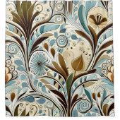 Botanische blues en bruinvissen douchegordijn (Voorkant)