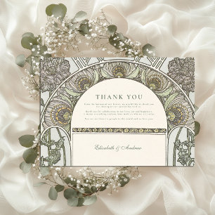 Botanische Blush Boog Art Nouveau bruiloft Bedankkaart
