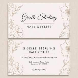 Botanische Blush en Black Hair Stylist Beauty Visitekaartje