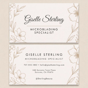 Botanische Blush en Zwarte Microblading Specialist Visitekaartje