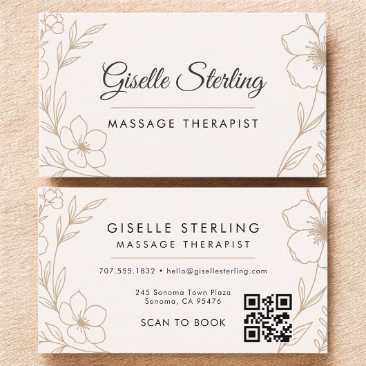 Botanische Blush Massage Therapeut QR Code Bloemen Visitekaartje