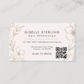 Botanische Blush Nail Technician QR Code Floral Visitekaartje (Achterkant)