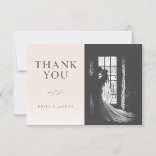 Botanische Blush Roze Flat Dank u kaart (Voorkant)