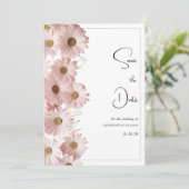Botanische blush roze gouden daisy Save the Date Kaart (Staand voorkant)