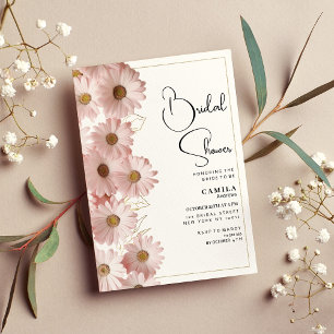 Botanische blush roze gouden daisy Vrijgezellenfee Kaart
