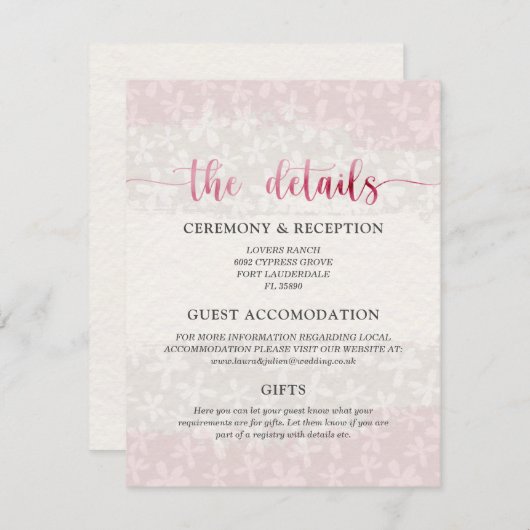 Botanische Blush Roze Watercolor Enclosure Kaart (Voorkant / Achterkant)