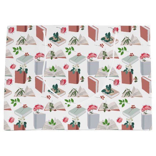 Botanische boeken en leespatroon bibliotheek groot cadeauzakje (Voorkant)