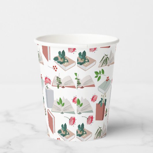 Botanische boeken en leespatroon bibliotheek papieren bekers (Rechts)