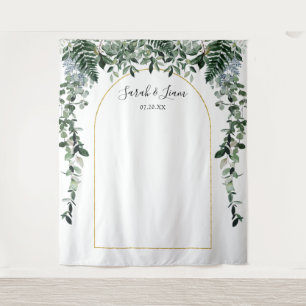Botanische Boho Arch Bruiloft Fotocabine achtergro Wandkleed