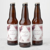 Botanische Boho Bloemige Mauve Bruiloft Bier Etiket (Flessen)
