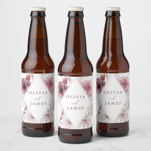 Botanische Boho Bloemige Mauve Bruiloft Bier Etiket