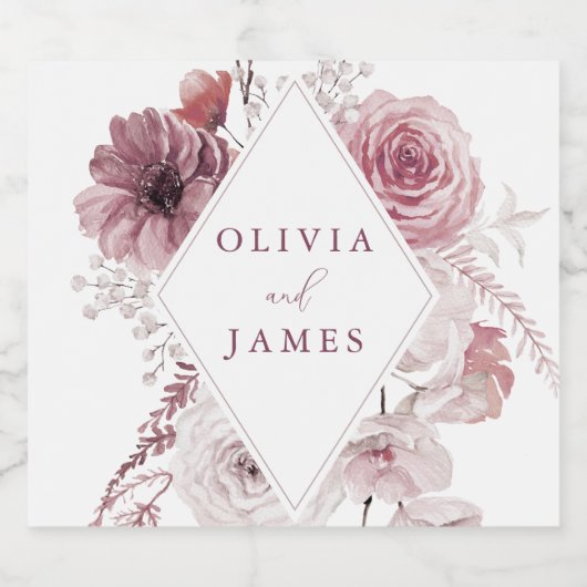 Botanische Boho Bloemige Mauve Bruiloft Bier Etiket (Enkel label)