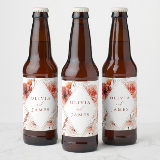 Botanische Boho Bloemstuk Bruiloft Bier Etiket (Flessen)