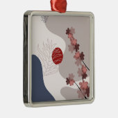 Botanische Boho Blue Magenta Metalen Ornament (Rechts)