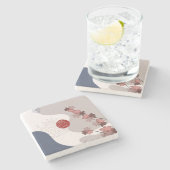 Botanische Boho Blue Magenta Stenen Onderzetter (Zijkant)