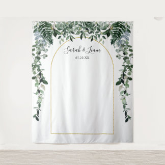 Botanische Boho-boog Bruiloftsfotocabine achtergro Wandkleed