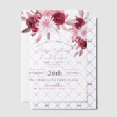 Botanische Boho Chic Bloemen Blush Bourgondië Brui Vellum Uitnodigingen (Offset (Uitnodiging))