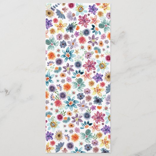 Botanische Boho Chique Wildflower Tuin Bruiloft Menu (Achterkant)