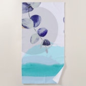 Botanische Boho Cyaan Paars Strandlaken (Voorkant)