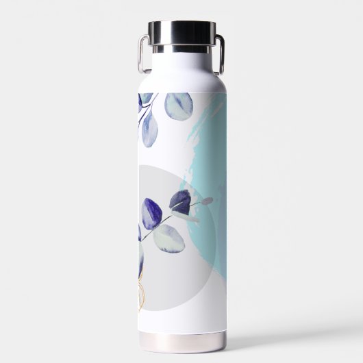 Botanische Boho Cyaan Paars Waterfles (Voorkant)