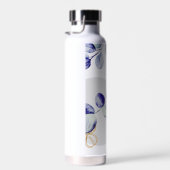 Botanische Boho Cyaan Paars Waterfles (Rechts)