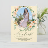 Botanische Boho Foto Afstuderen Aankondiging (Staand voorkant)