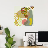 Botanische Boho Geelgroen Poster (Thuiskantoor)