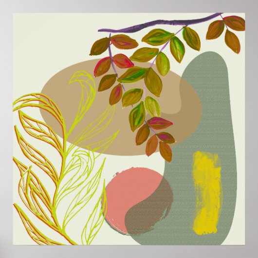 Botanische Boho Geelgroen Poster (Voorkant)