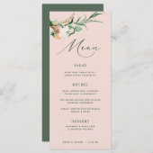 Botanische Boho Greenery Blush Pink Wedding Menu (Voorkant / Achterkant)