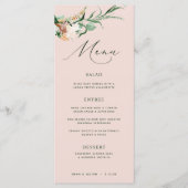 Botanische Boho Greenery Blush Pink Wedding Menu (Voorkant)