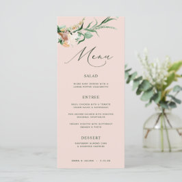 Botanische Boho Greenery Blush Pink Wedding Menu