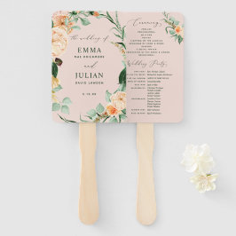 Botanische Boho Greenery Blush Pink Wedding Progra Handwaaier