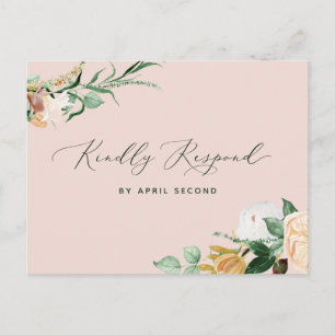 Botanische Boho Greenery Blush Pink Wedding RSVP Uitnodiging Briefkaart