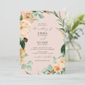 Botanische Boho Greenery Elegant Blush Pink Weddin Kaart (Staand voorkant)