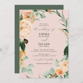 Botanische Boho Greenery Elegant Blush Pink Weddin Kaart