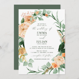 Botanische Boho Greenery Neutral Floral Wedding Kaart