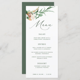Botanische Boho Greenery Neutral Green Wedding Men Menu