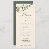 Botanische Boho Greenery Neutral Peach Wedding Menu (Voorkant / Achterkant)