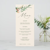 Botanische Boho Greenery Neutral Peach Wedding Menu (Staand voorkant)